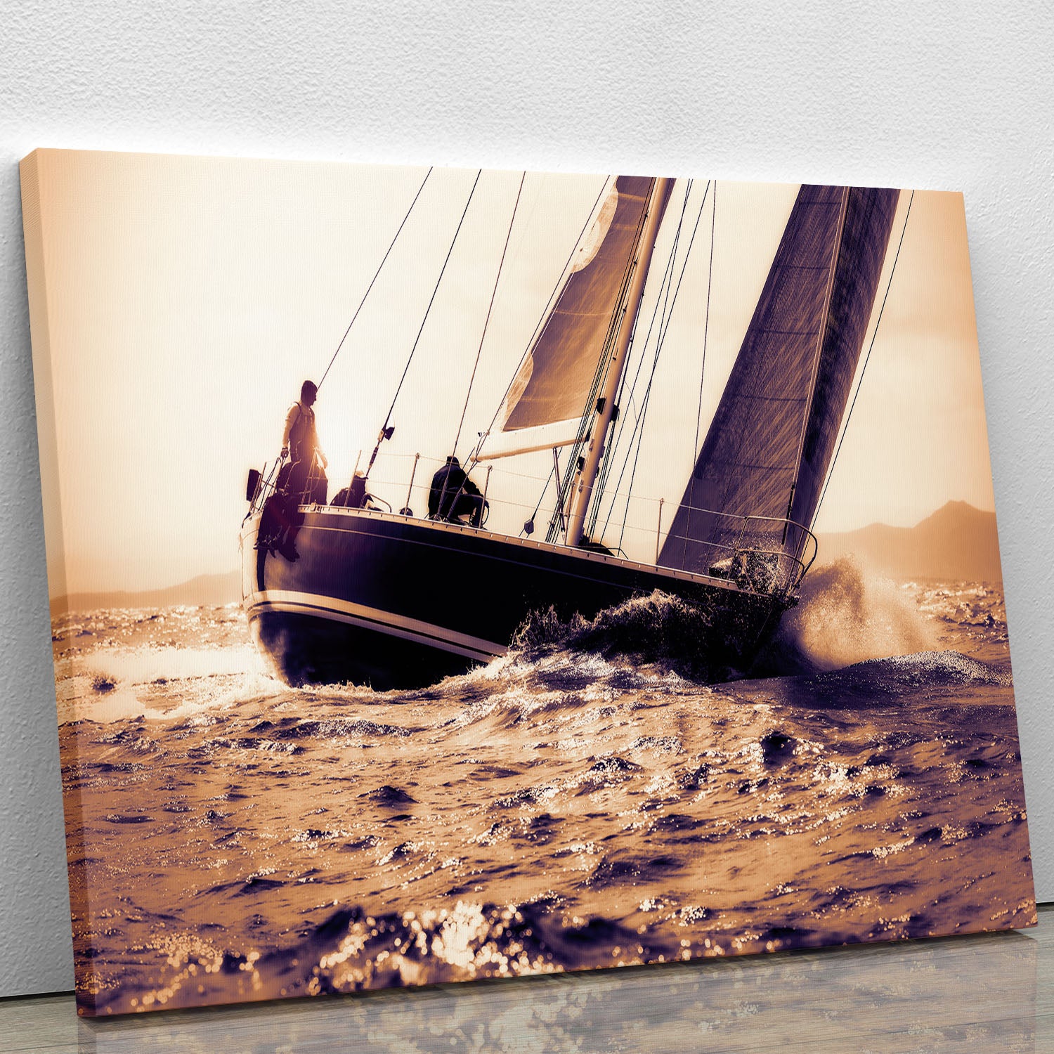 sail boat sailing on sunset Canvas Print or Poster - Canvas Art Rocks - 1