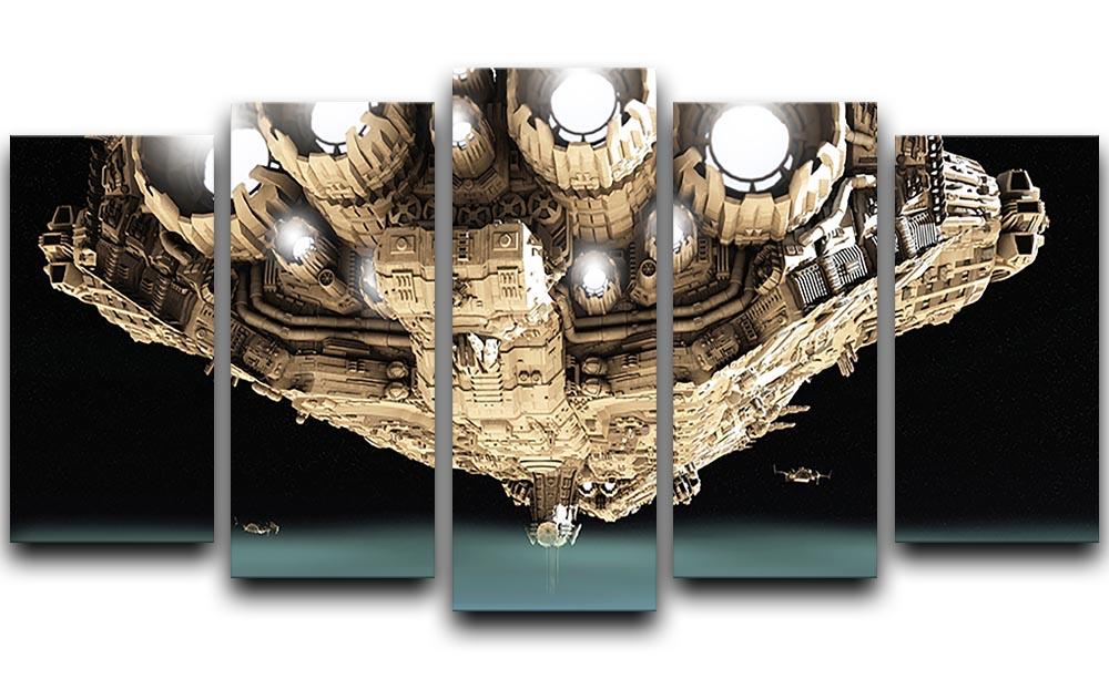 ships in low orbit over a planet 5 Split Panel Canvas  - Canvas Art Rocks - 1