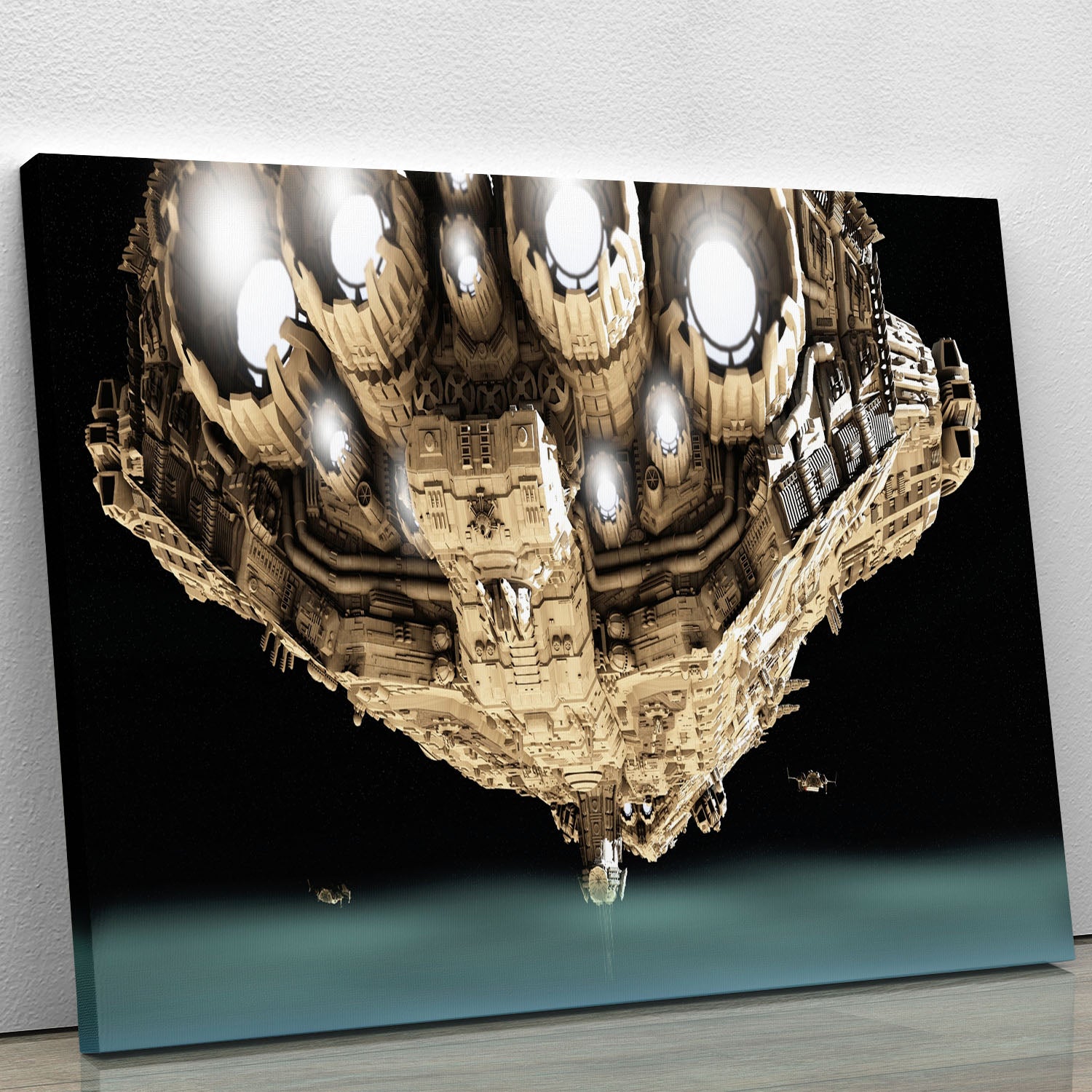 ships in low orbit over a planet Canvas Print or Poster - Canvas Art Rocks - 1