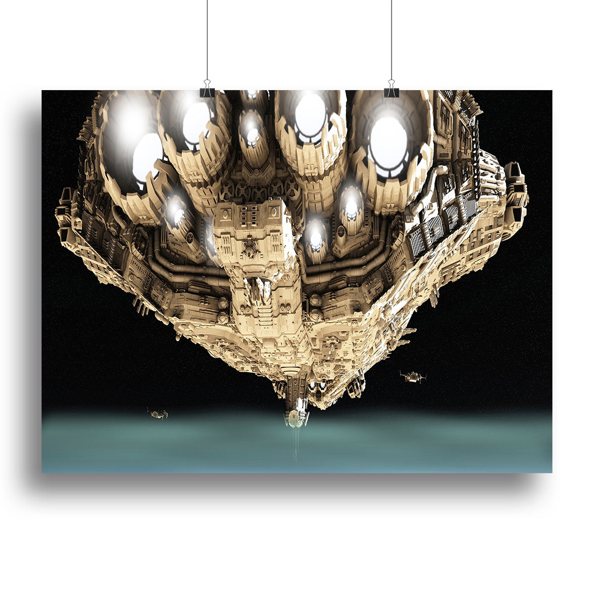 ships in low orbit over a planet Canvas Print or Poster - Canvas Art Rocks - 2