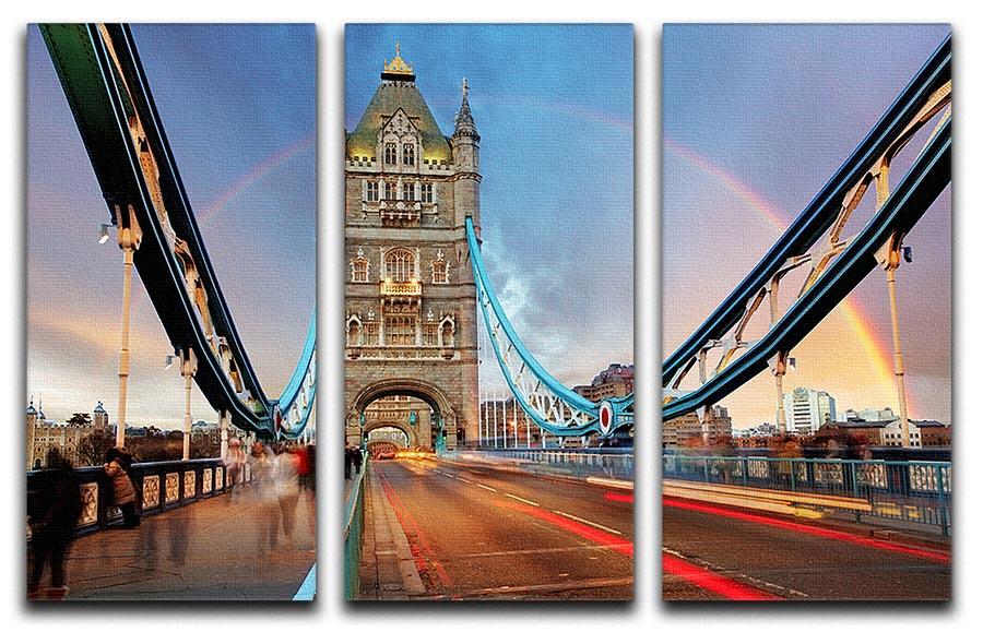 slow shutter speed Tower Bridge 3 Split Panel Canvas Print - Canvas Art Rocks - 1