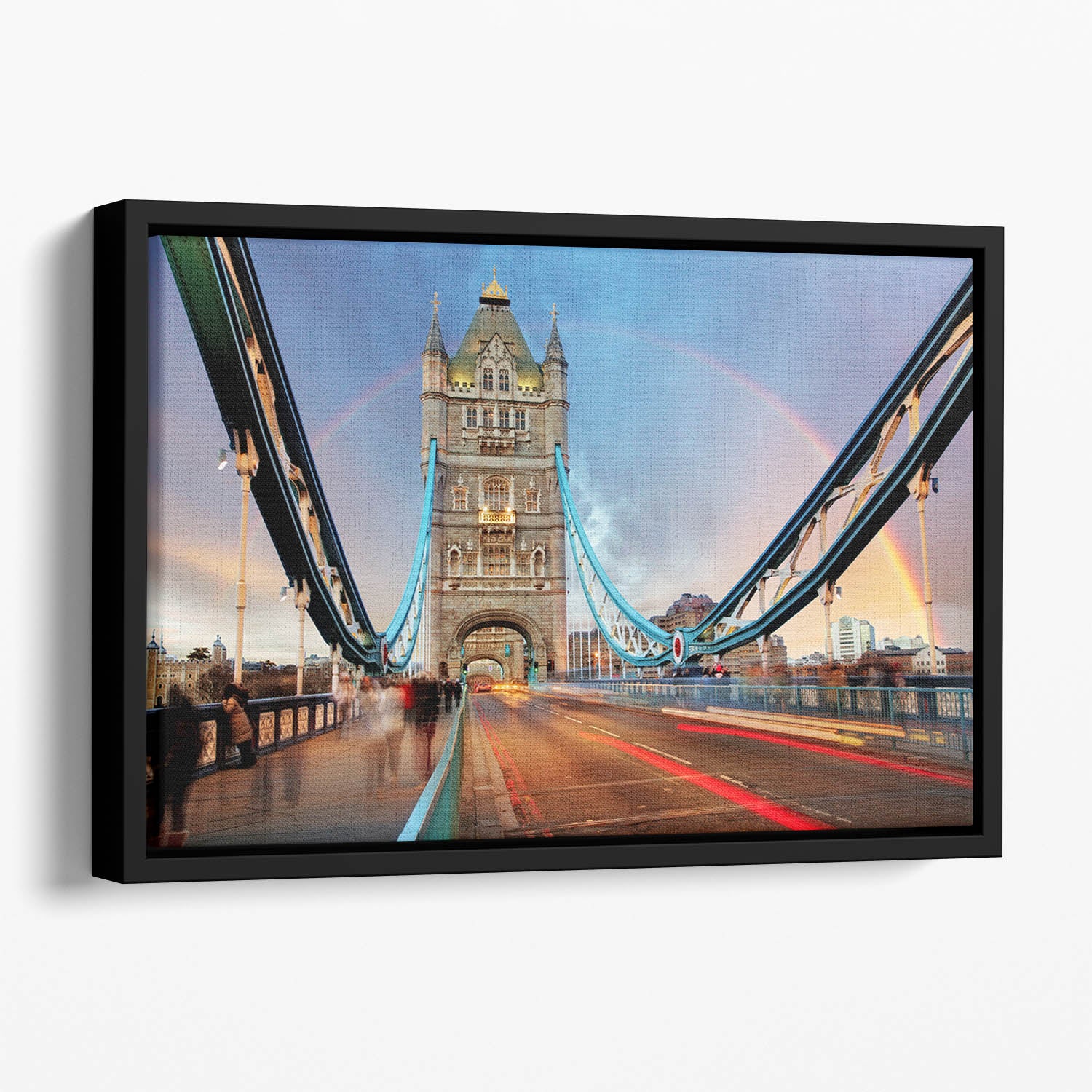 slow shutter speed Tower Bridge Floating Framed Canvas
