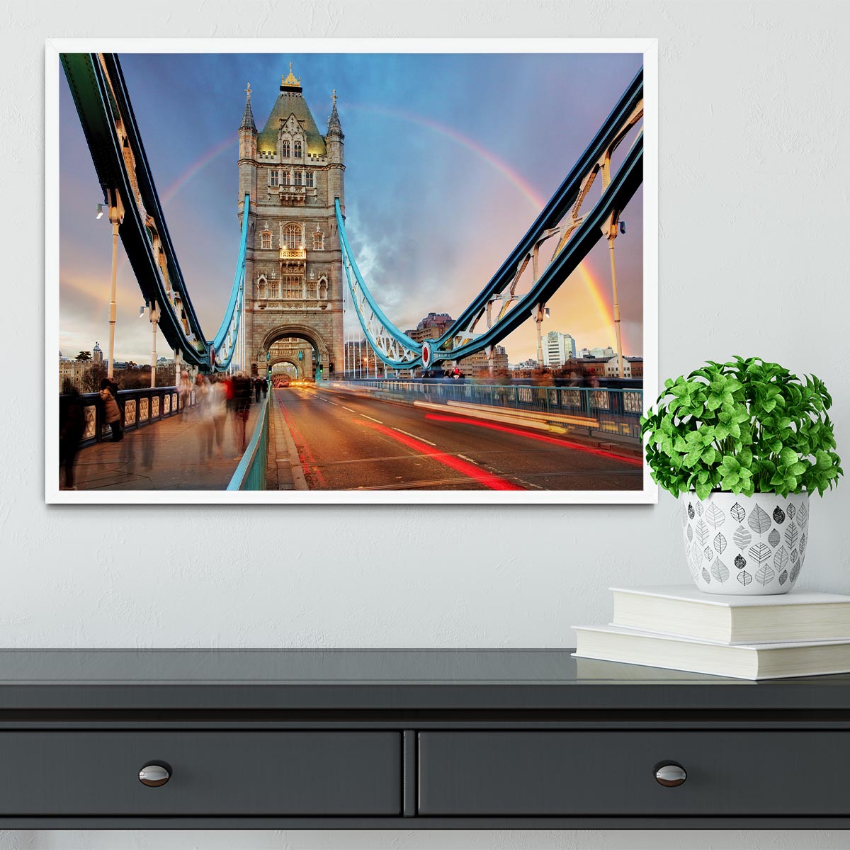 slow shutter speed Tower Bridge Framed Print - Canvas Art Rocks -6