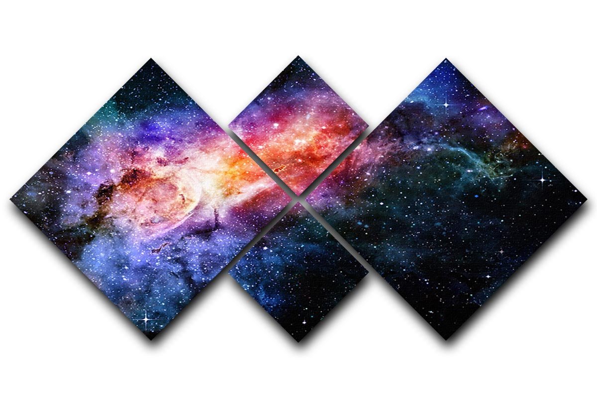 starry deep outer space nebula and galaxy 4 Square Multi Panel Canvas  - Canvas Art Rocks - 1