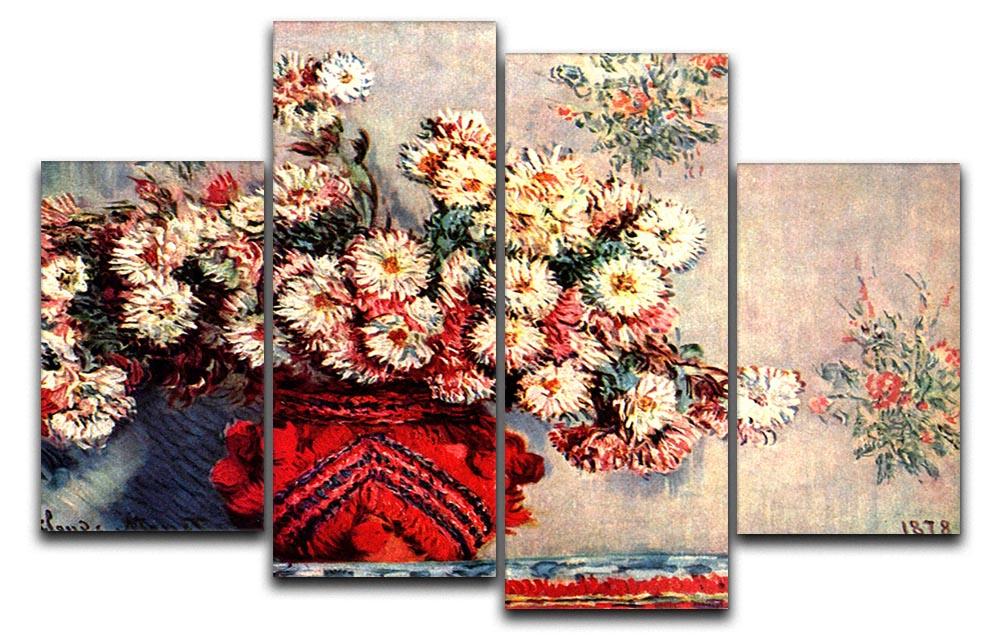 still life chrysanthemums 4 Split Panel Canvas  - Canvas Art Rocks - 1