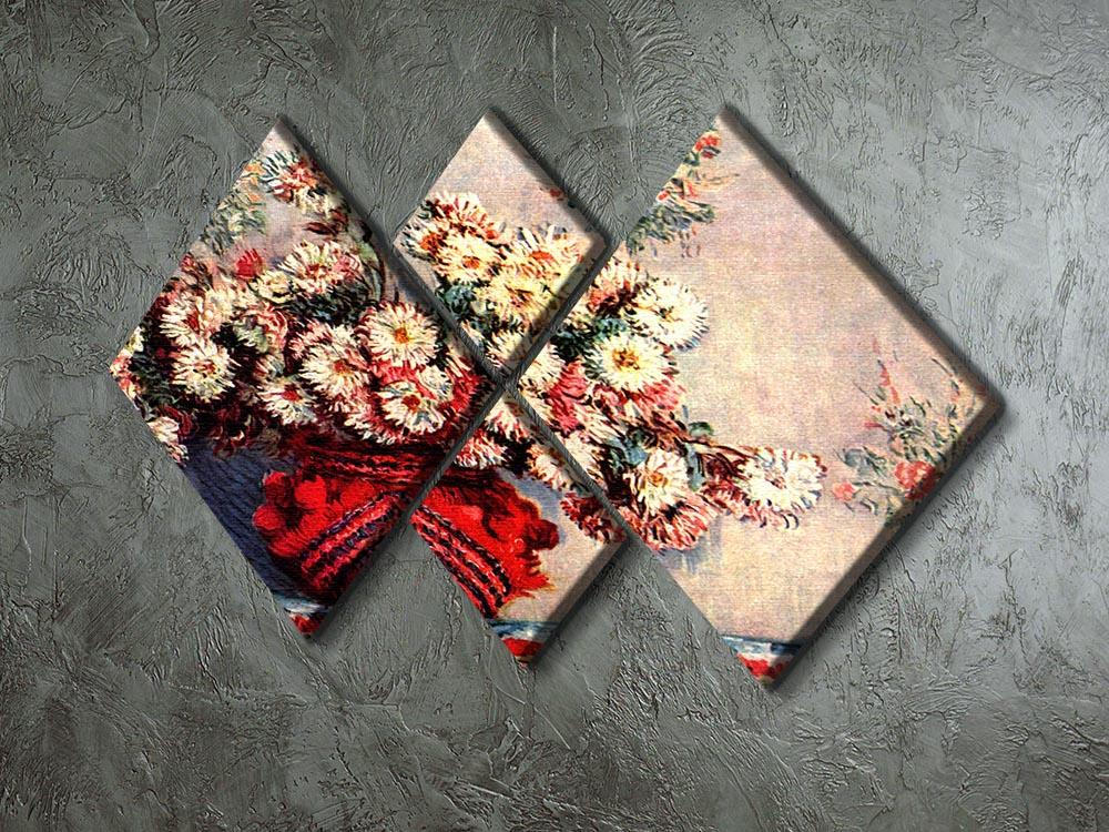 still life chrysanthemums 4 Square Multi Panel Canvas - Canvas Art Rocks - 2