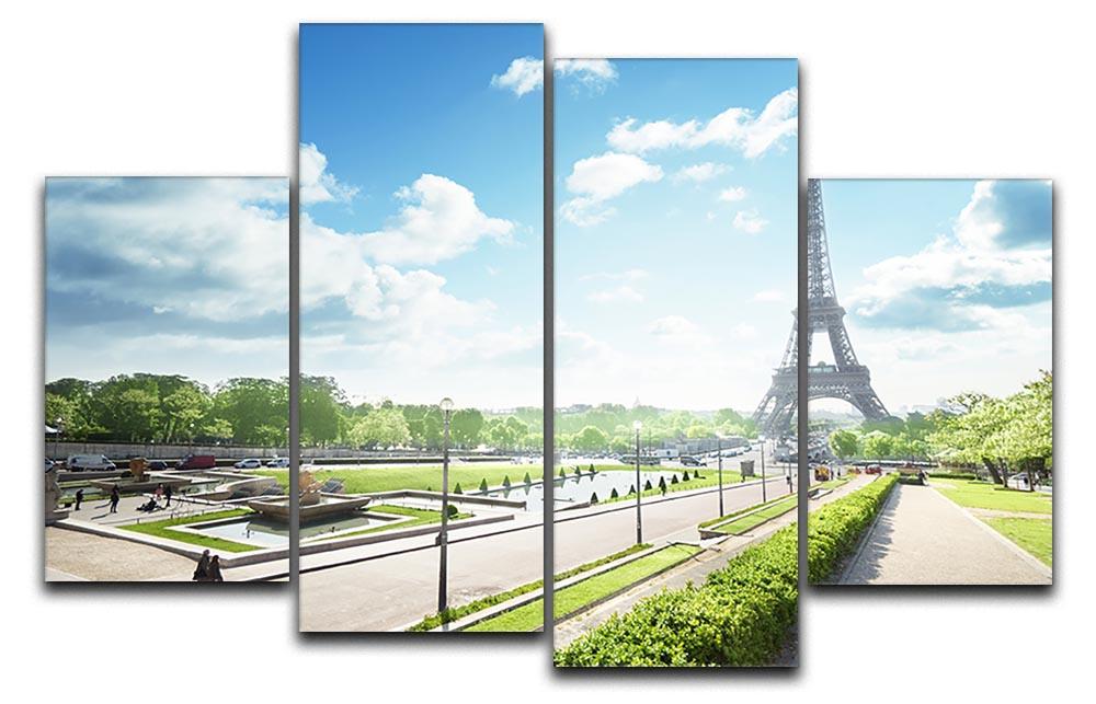 sunny morning and Eiffel Towe 4 Split Panel Canvas  - Canvas Art Rocks - 1