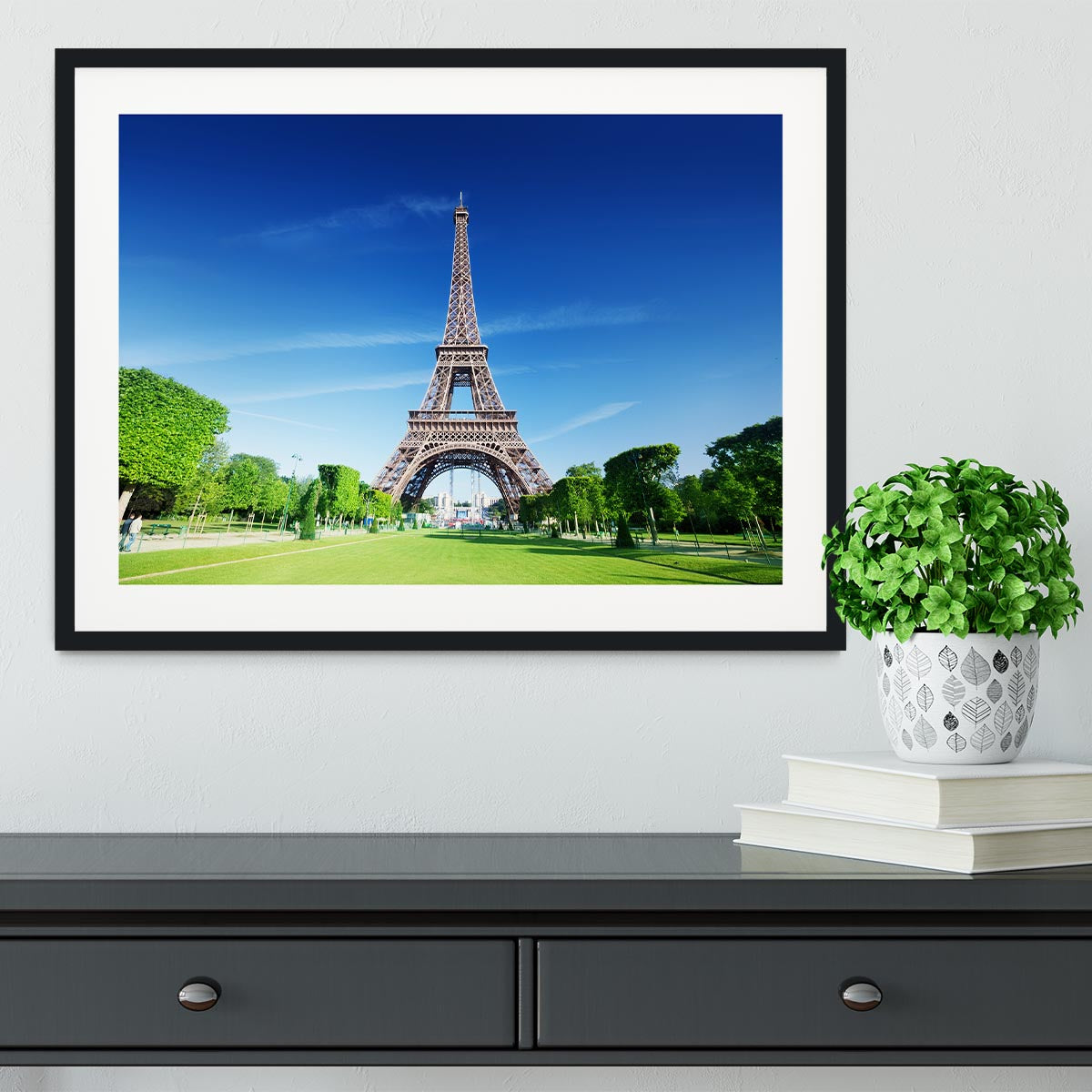 sunny morning and Eiffel Tower Framed Print - Canvas Art Rocks - 1