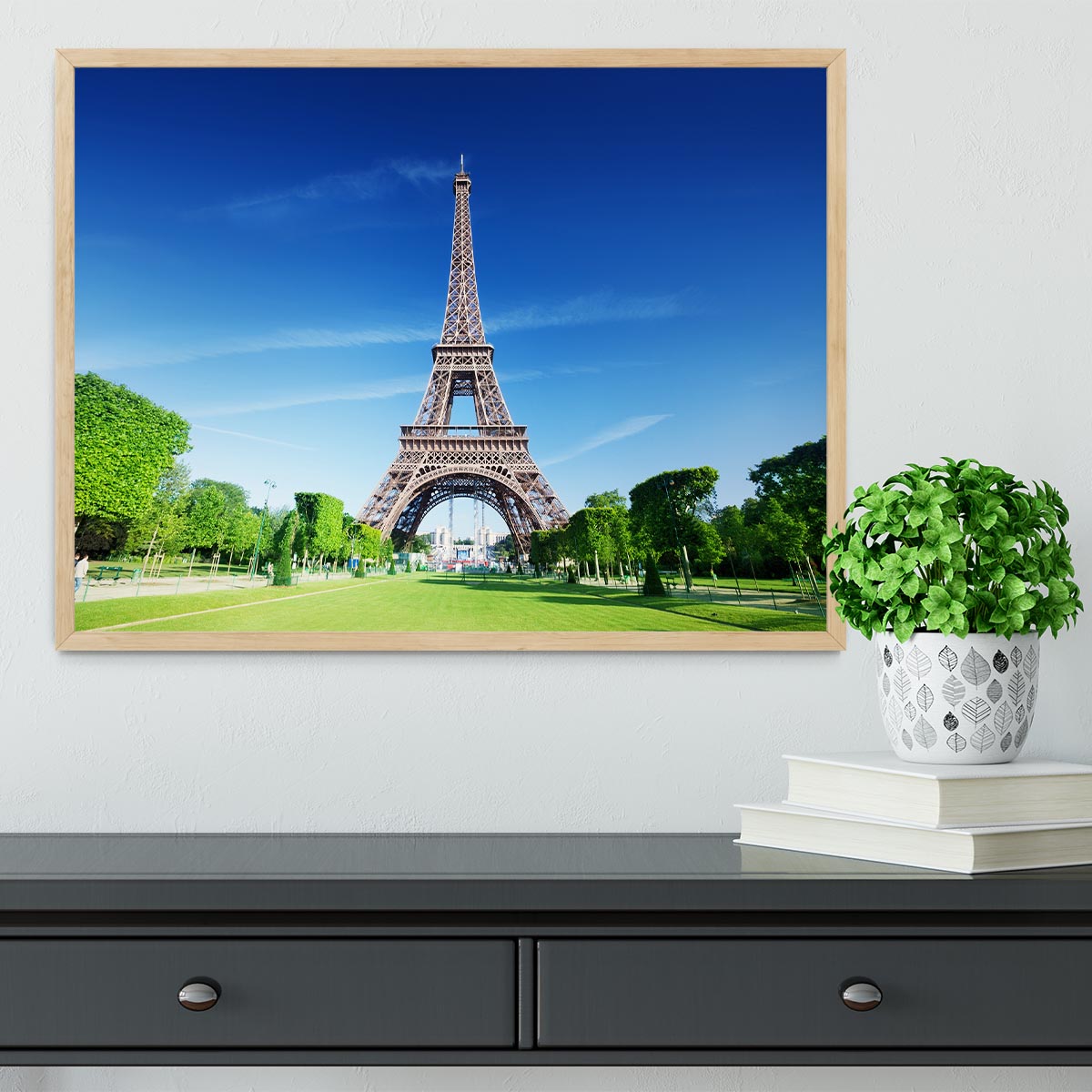 sunny morning and Eiffel Tower Framed Print - Canvas Art Rocks - 4