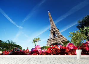 sunny morning flowers and Eiffel Tower Wall Mural Wallpaper - Canvas Art Rocks - 4