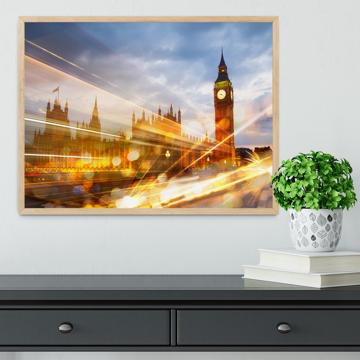 sunset Big Ben and houses of Parliament Framed Print - Canvas Art Rocks - 4