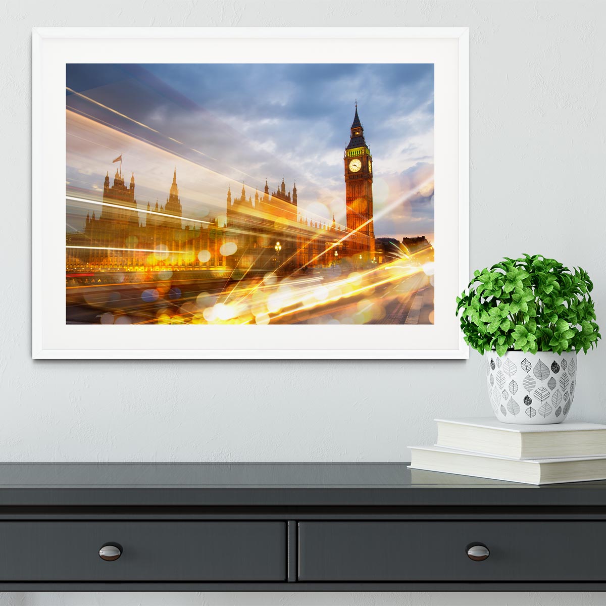sunset Big Ben and houses of Parliament Framed Print - Canvas Art Rocks - 5
