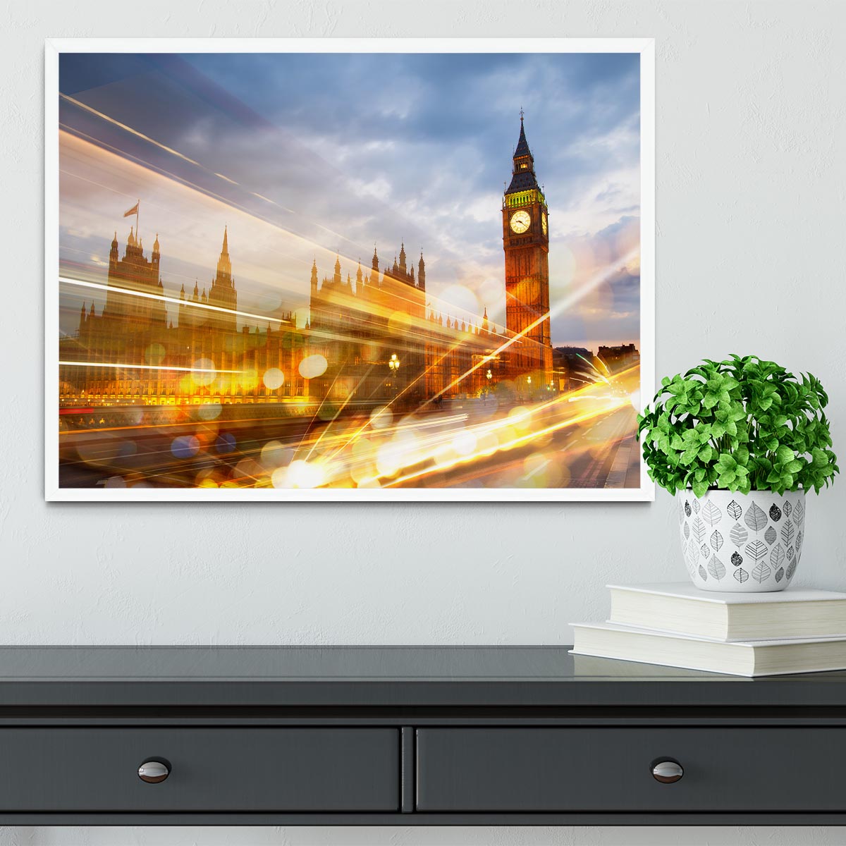 sunset Big Ben and houses of Parliament Framed Print - Canvas Art Rocks -6