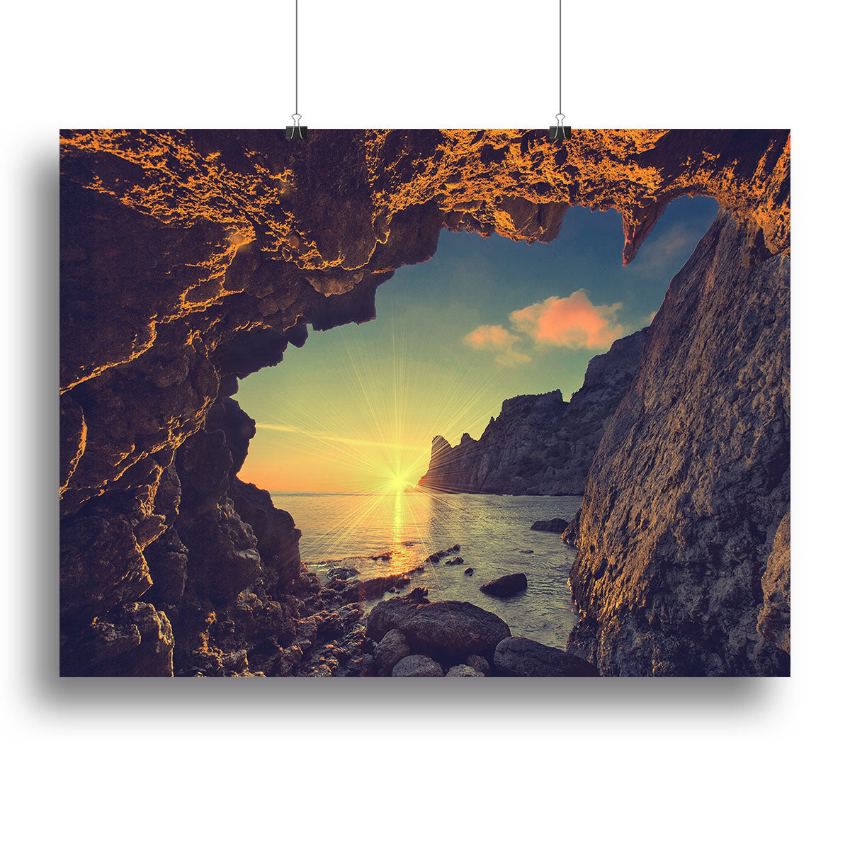 sunset from the mountain cave Canvas Print or Poster - Canvas Art Rocks - 2