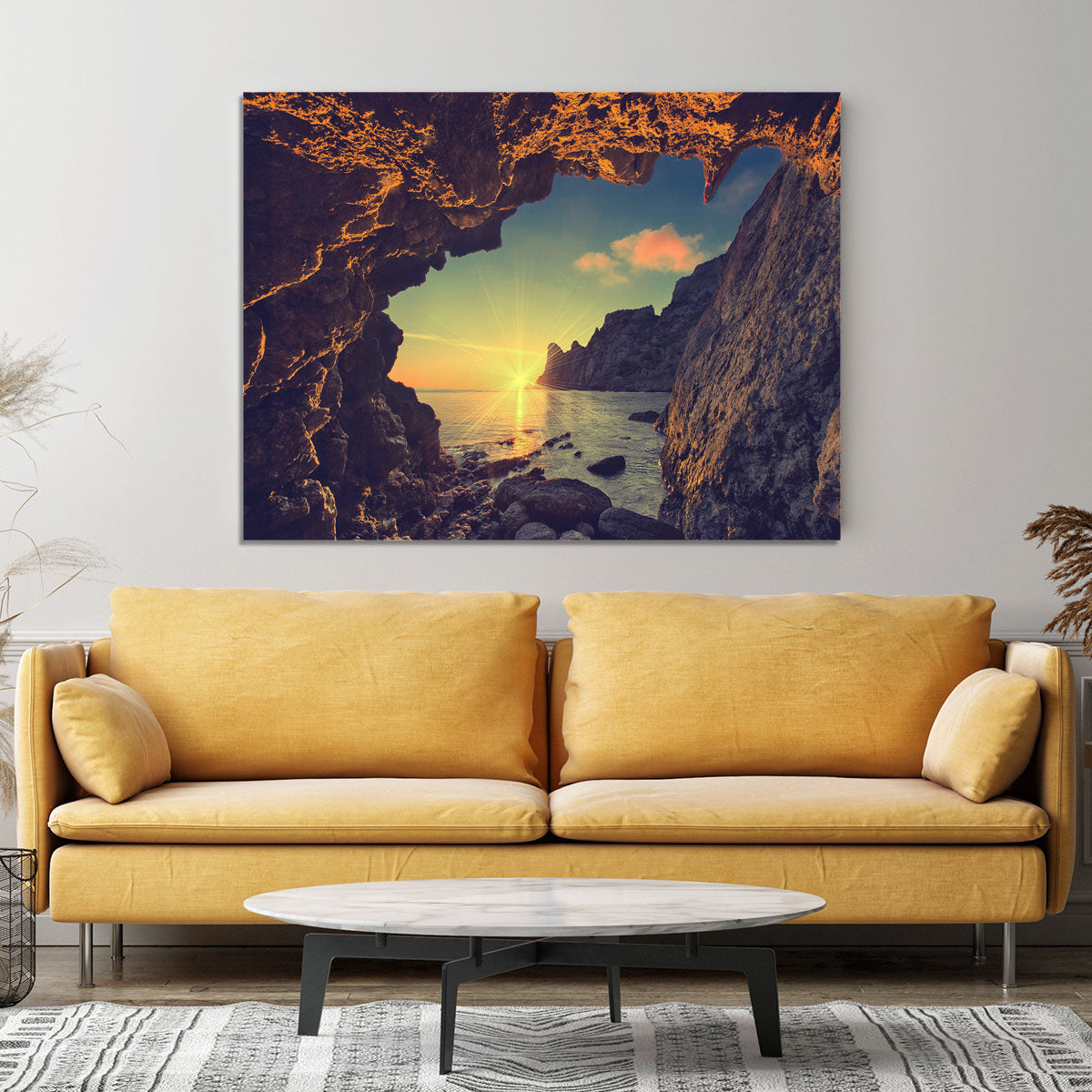 sunset from the mountain cave Canvas Print or Poster - Canvas Art Rocks - 4