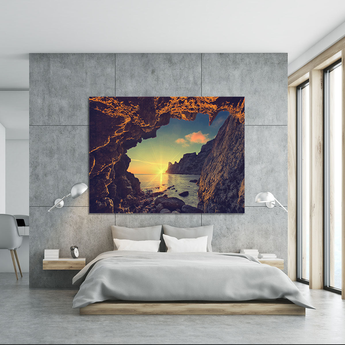 sunset from the mountain cave Canvas Print or Poster - Canvas Art Rocks - 5