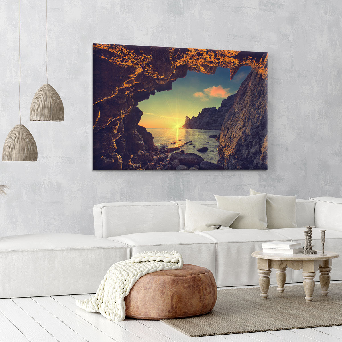 sunset from the mountain cave Canvas Print or Poster - Canvas Art Rocks - 6