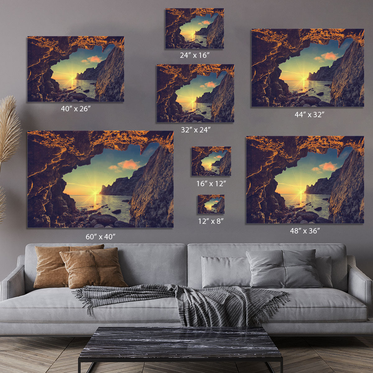 sunset from the mountain cave Canvas Print or Poster - Canvas Art Rocks - 7