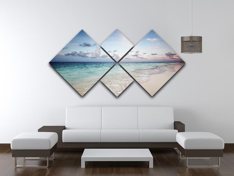 sunset on the sea beach 4 Square Multi Panel Canvas - Canvas Art Rocks - 3