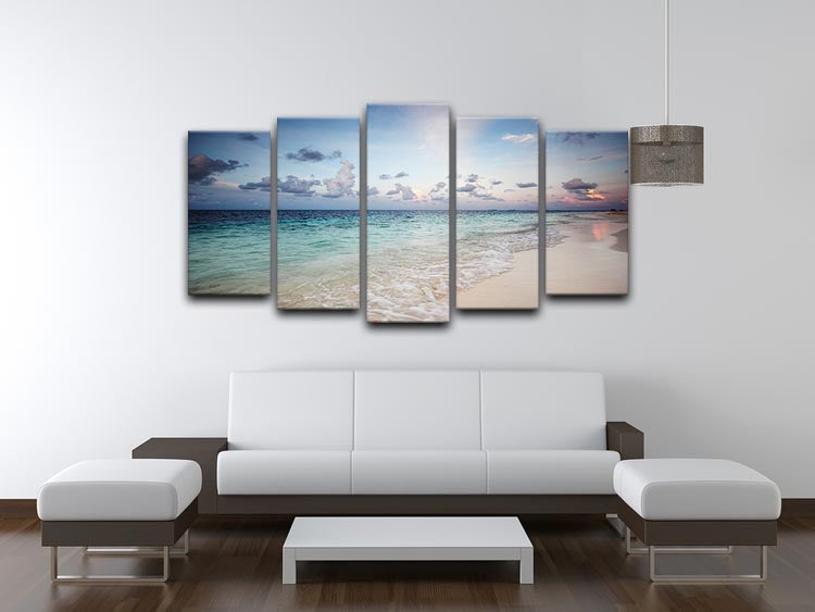 sunset on the sea beach 5 Split Panel Canvas - Canvas Art Rocks - 3