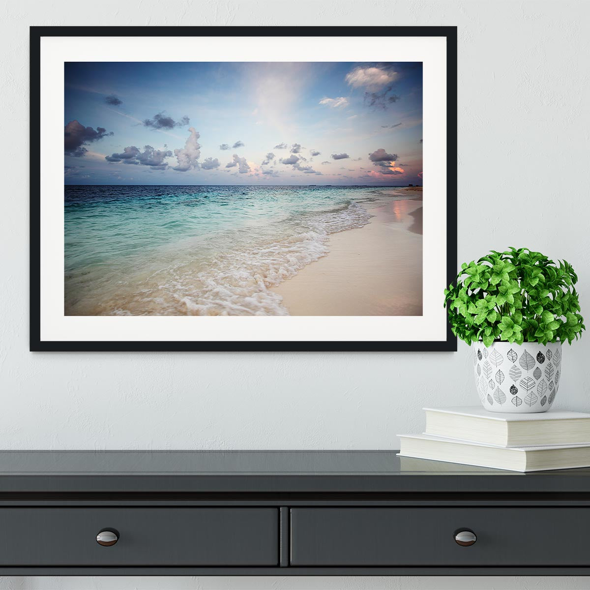sunset on the sea beach Framed Print - Canvas Art Rocks - 1