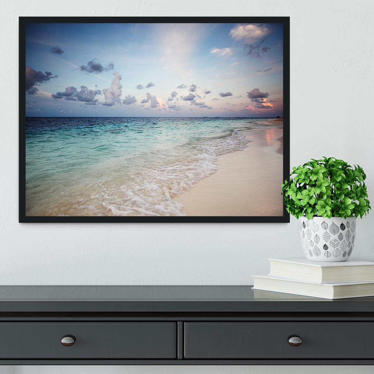 sunset on the sea beach Framed Print - Canvas Art Rocks - 2