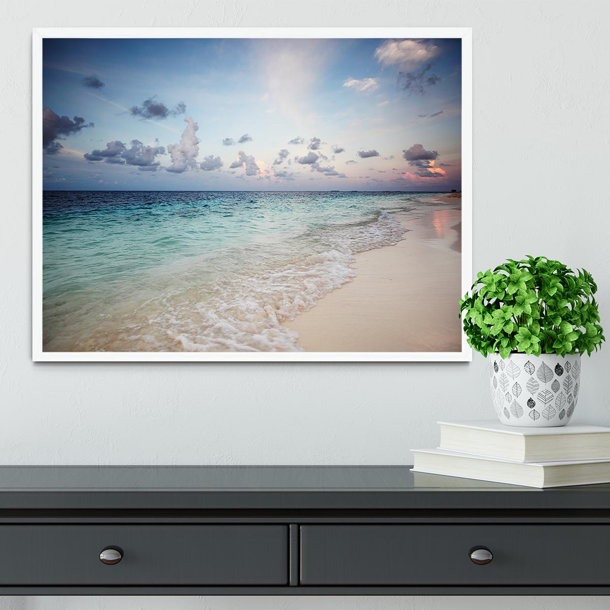 sunset on the sea beach Framed Print - Canvas Art Rocks -6