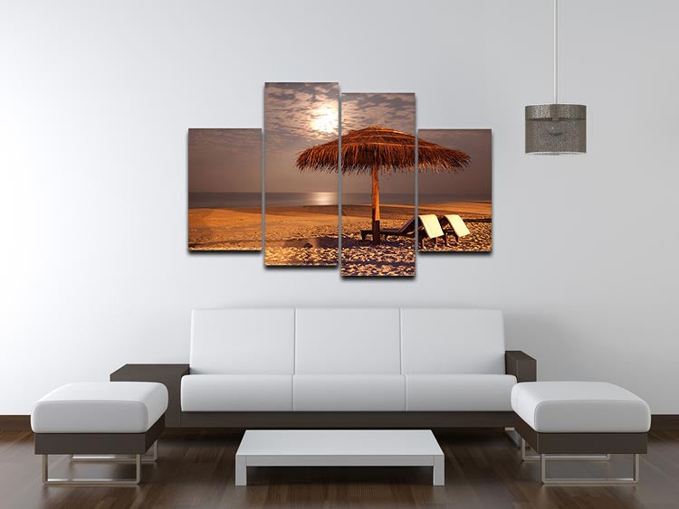 the sunset beach landscape 4 Split Panel Canvas - Canvas Art Rocks - 3