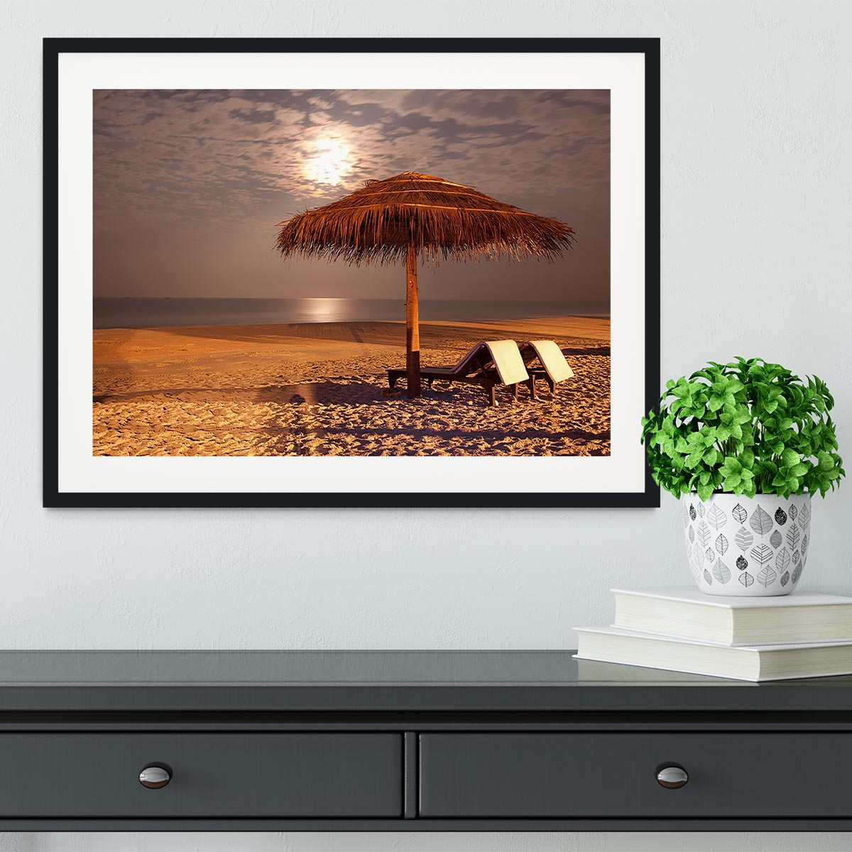the sunset beach landscape Framed Print - Canvas Art Rocks - 1