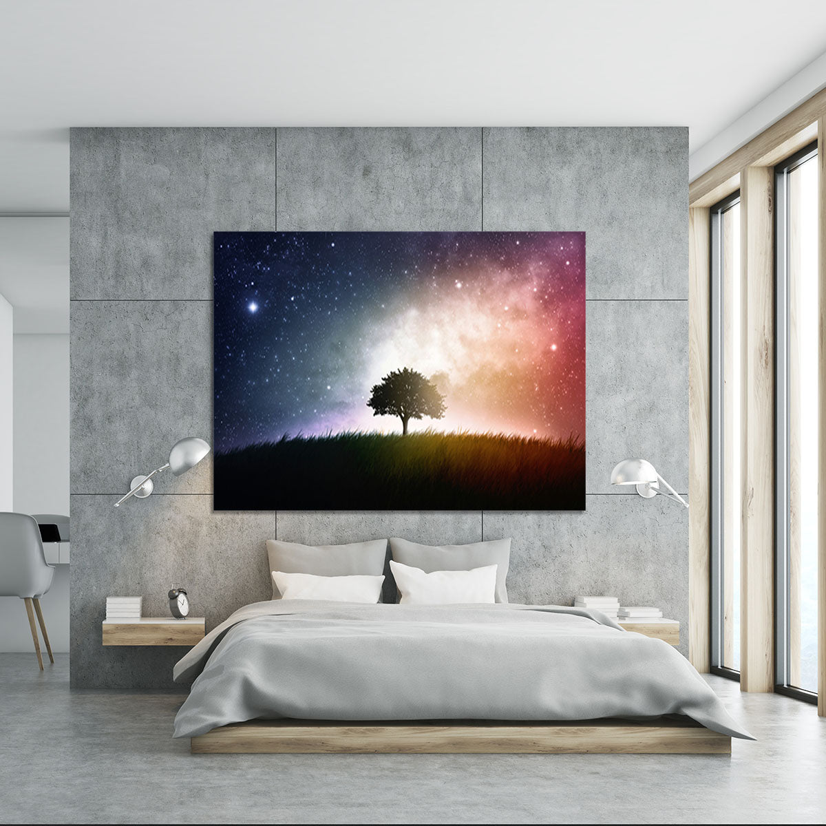 tree in a field with beautiful space background Canvas Print or Poster - Canvas Art Rocks - 5