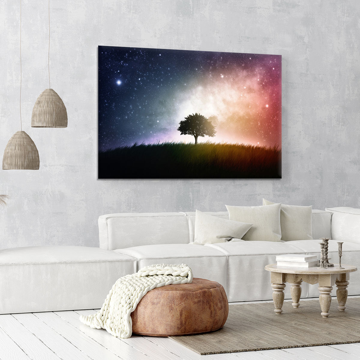 tree in a field with beautiful space background Canvas Print or Poster - Canvas Art Rocks - 6