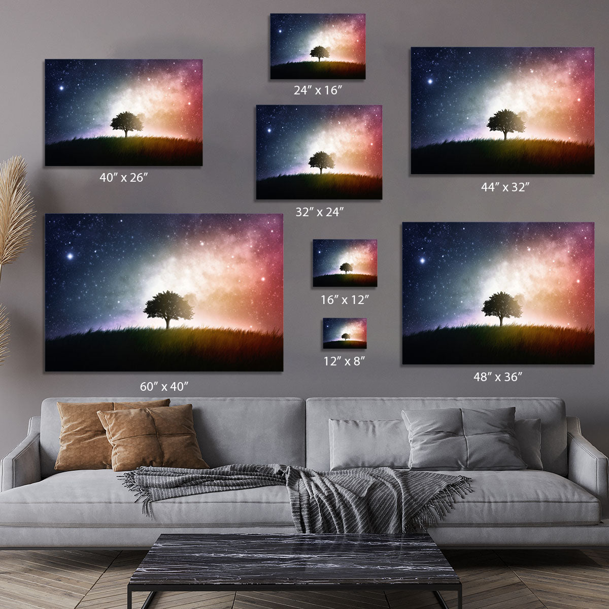 tree in a field with beautiful space background Canvas Print or Poster - Canvas Art Rocks - 7