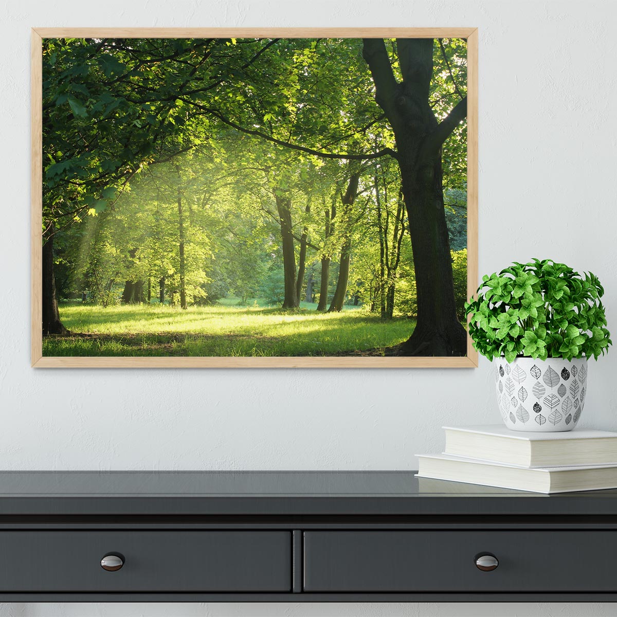 trees in a summer forest Framed Print - Canvas Art Rocks - 4