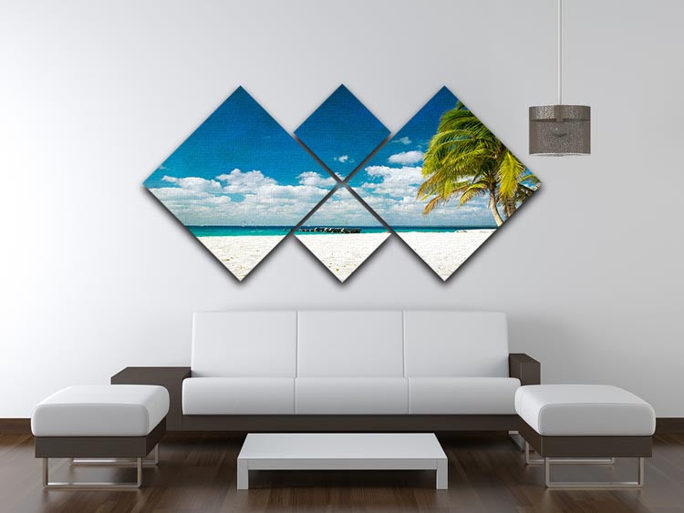 tropical beach 4 Square Multi Panel Canvas - Canvas Art Rocks - 3