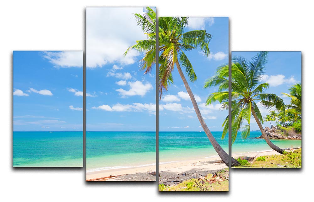 tropical beach with coconut palm 4 Split Panel Canvas - Canvas Art Rocks - 1