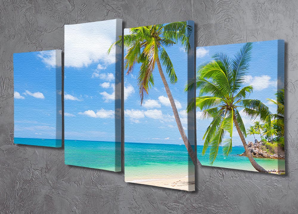 tropical beach with coconut palm 4 Split Panel Canvas - Canvas Art Rocks - 2