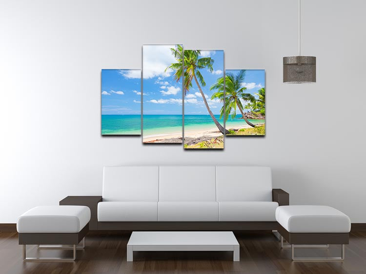 tropical beach with coconut palm 4 Split Panel Canvas - Canvas Art Rocks - 3