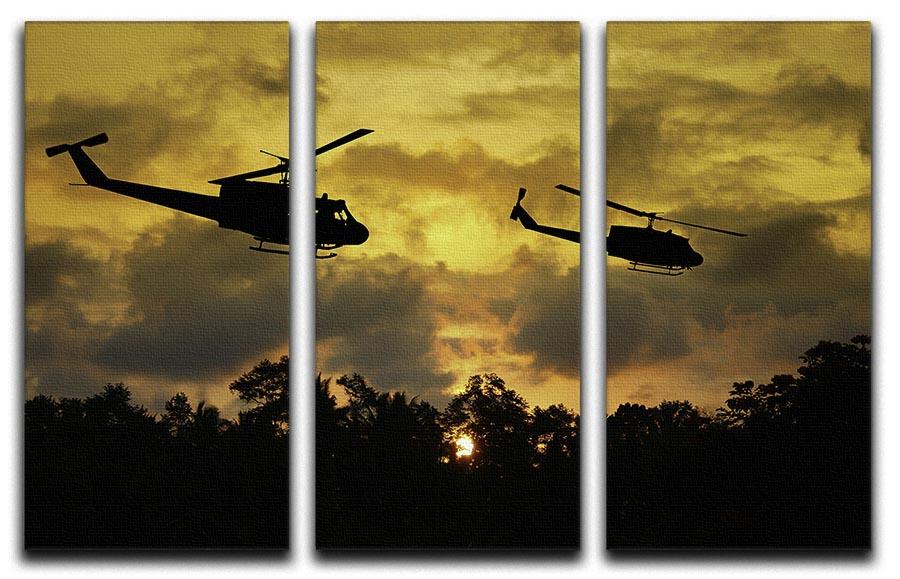 two helicopters flying over South Vietnam 3 Split Panel Canvas Print - Canvas Art Rocks - 1