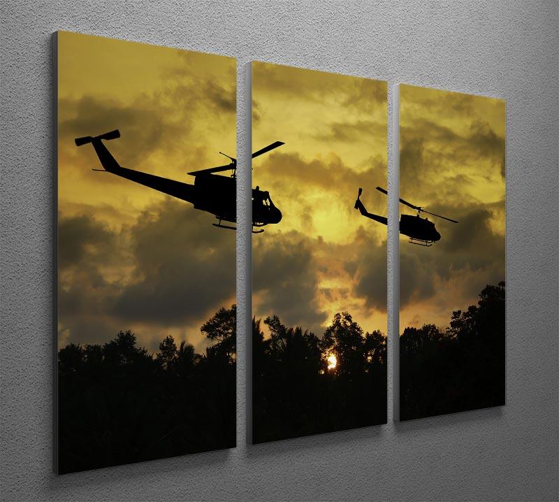 two helicopters flying over South Vietnam 3 Split Panel Canvas Print - Canvas Art Rocks - 2