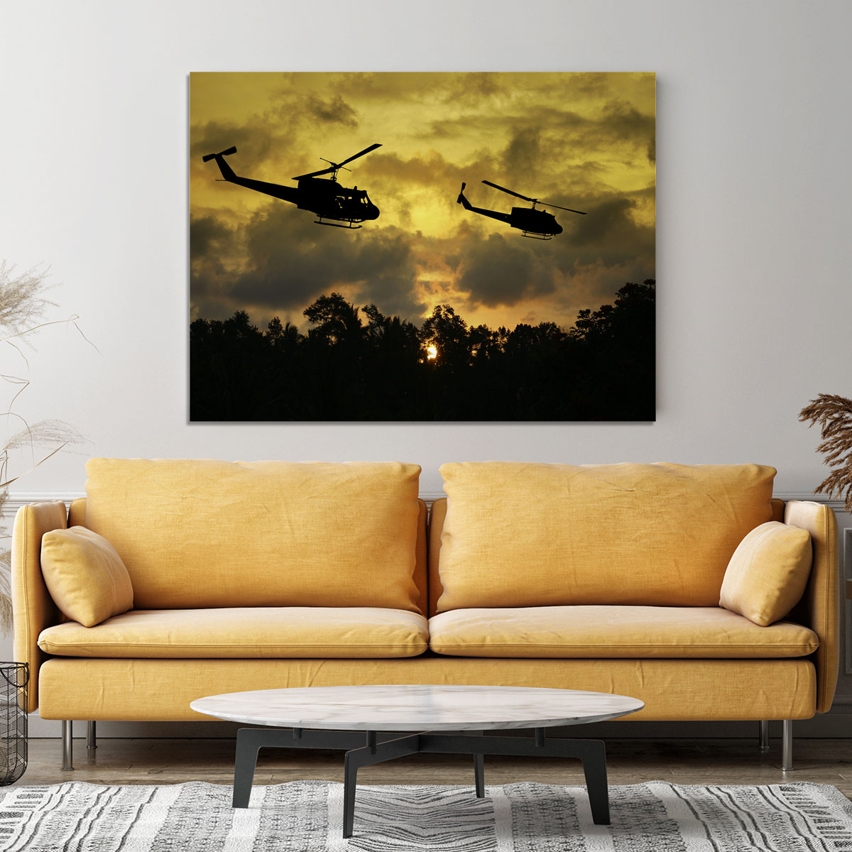 two helicopters flying over South Vietnam Canvas Print or Poster - Canvas Art Rocks - 4