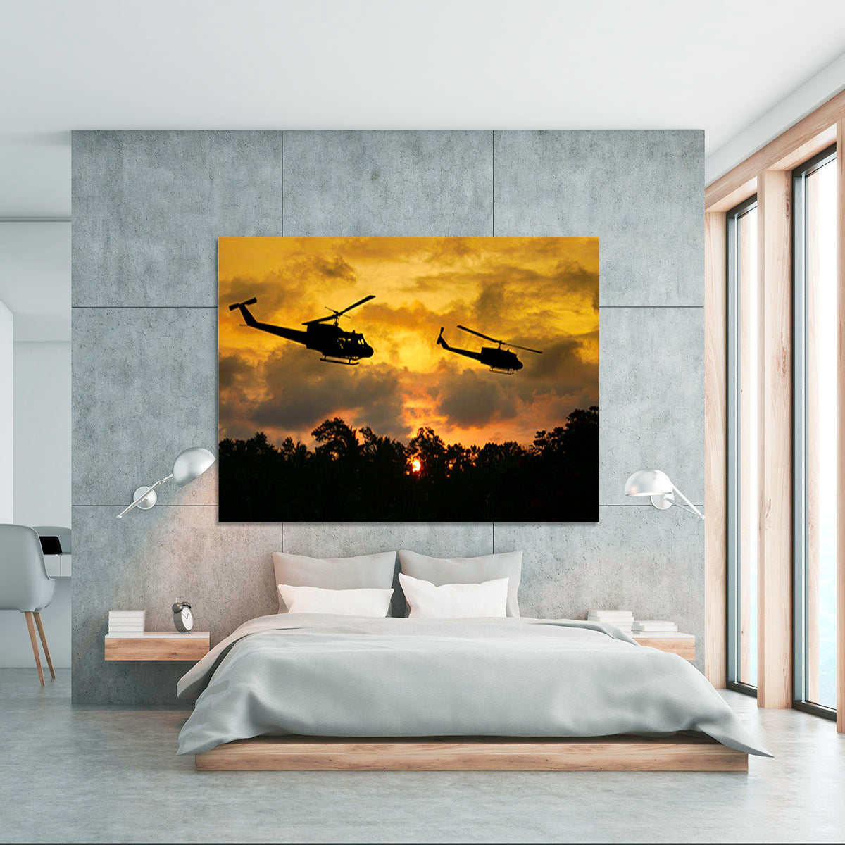 two helicopters flying over South Vietnam Canvas Print or Poster - Canvas Art Rocks - 5