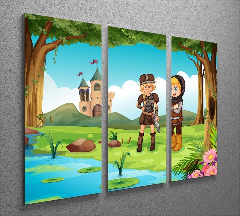 two worriors standing in forest 3 Split Panel Canvas Print - Canvas Art Rocks - 2