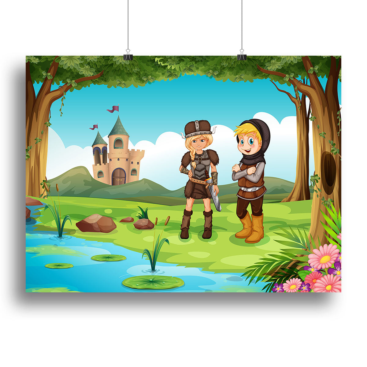 two worriors standing in forest Canvas Print or Poster - Canvas Art Rocks - 2