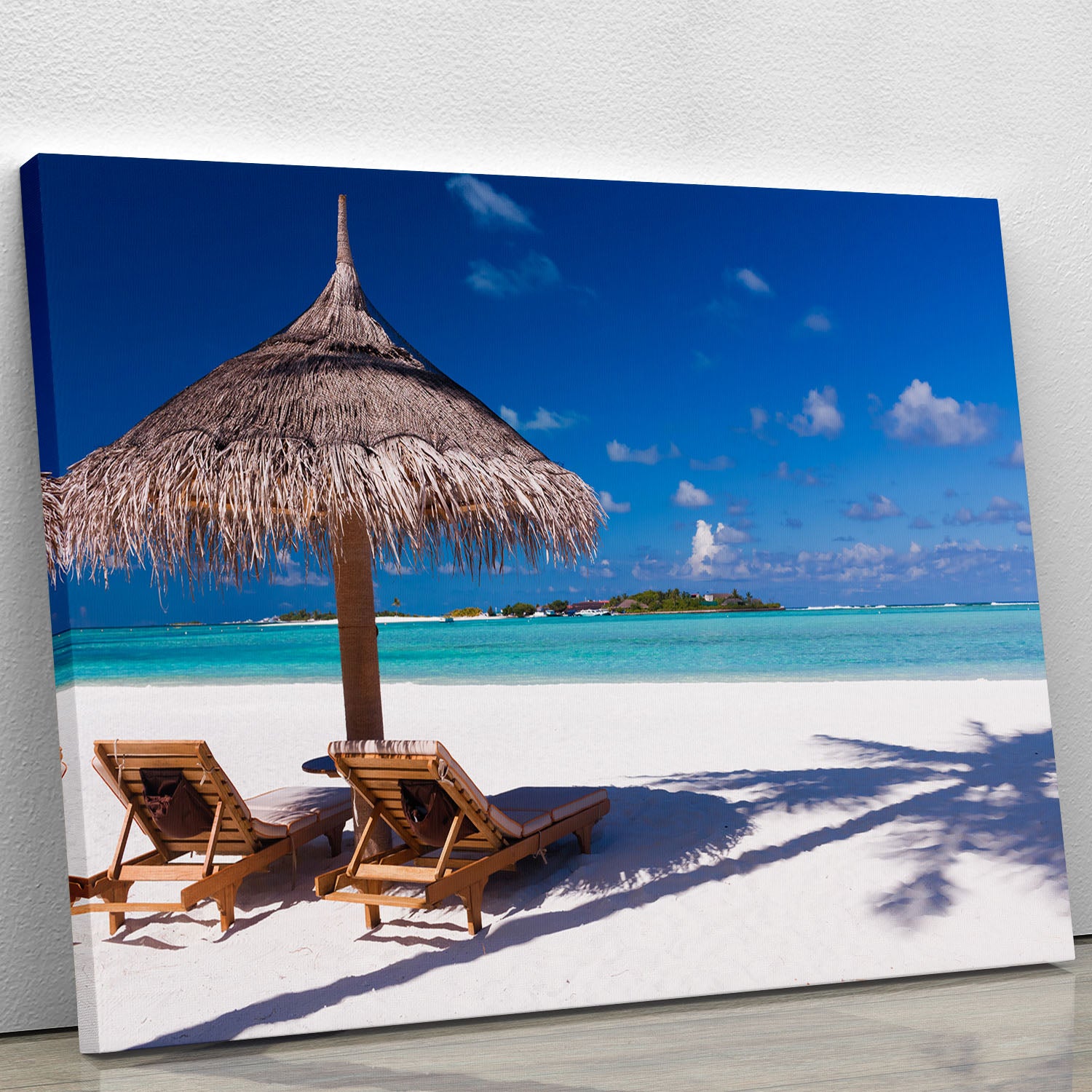 umbrella on a beach with shadow Canvas Print or Poster - Canvas Art Rocks - 1