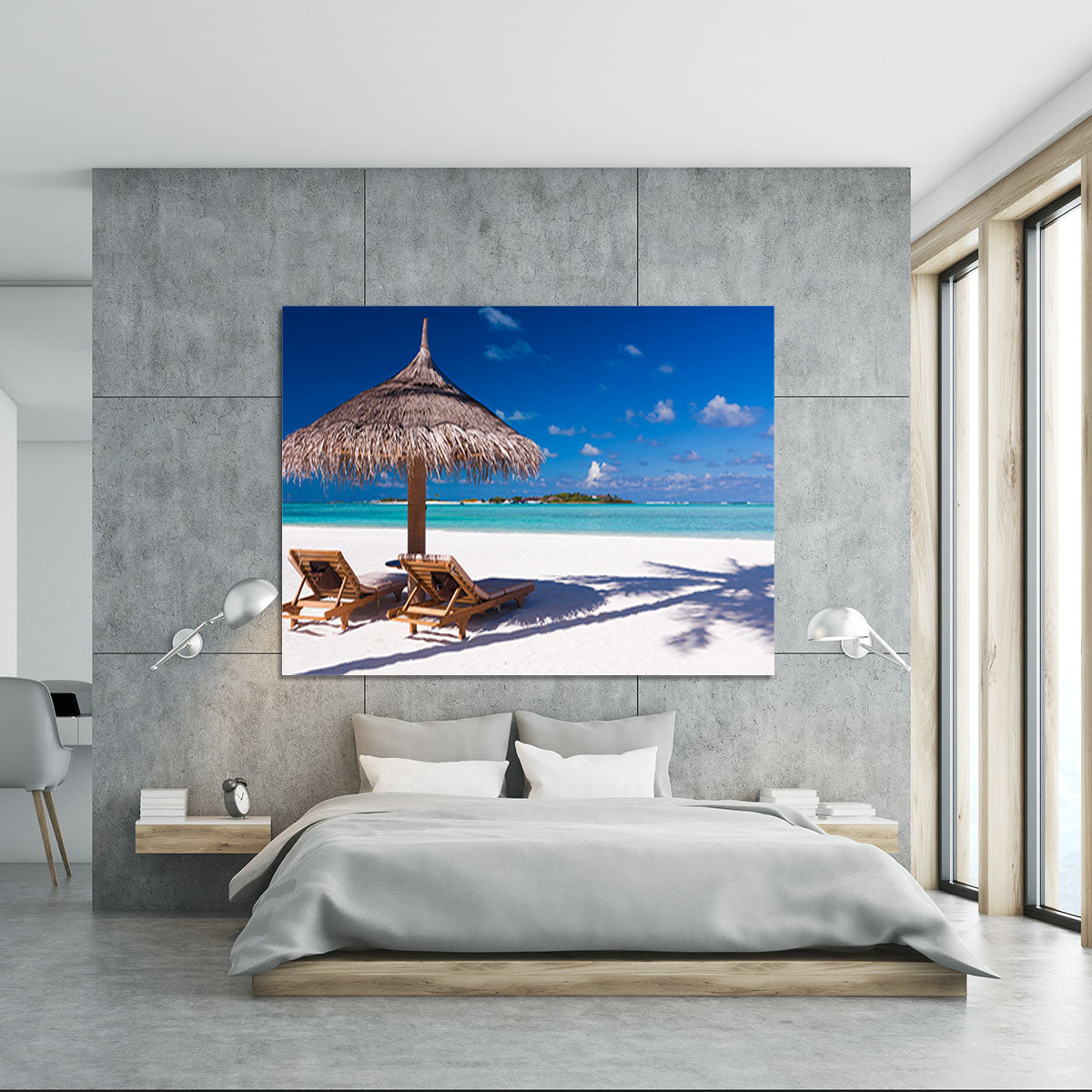 umbrella on a beach with shadow Canvas Print or Poster - Canvas Art Rocks - 5