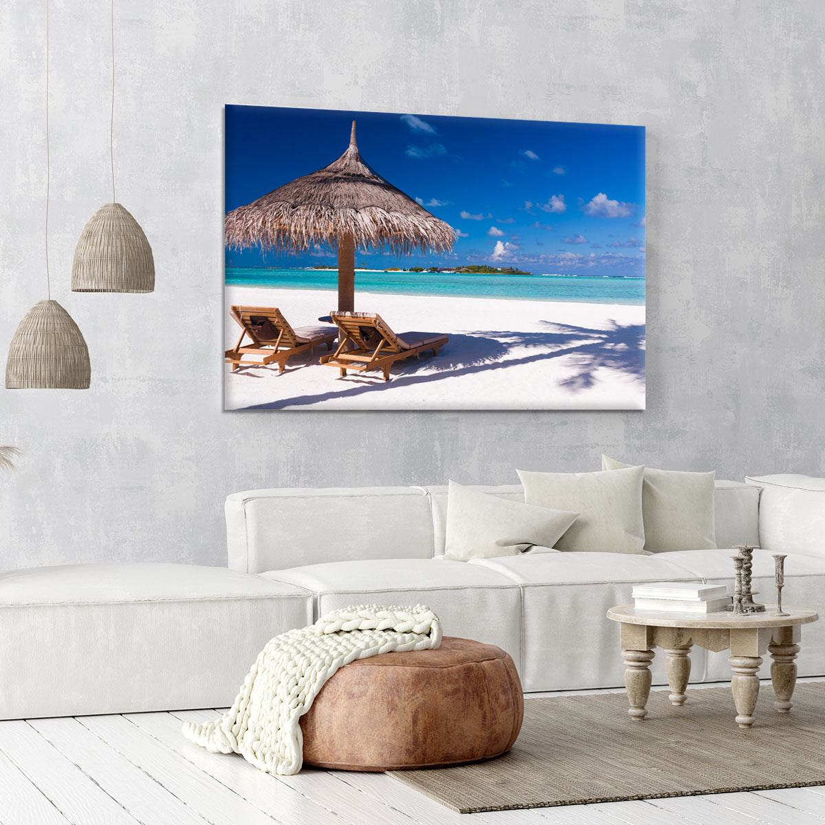umbrella on a beach with shadow Canvas Print or Poster - Canvas Art Rocks - 6