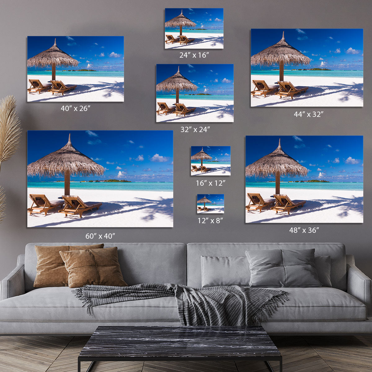 umbrella on a beach with shadow Canvas Print or Poster - Canvas Art Rocks - 7
