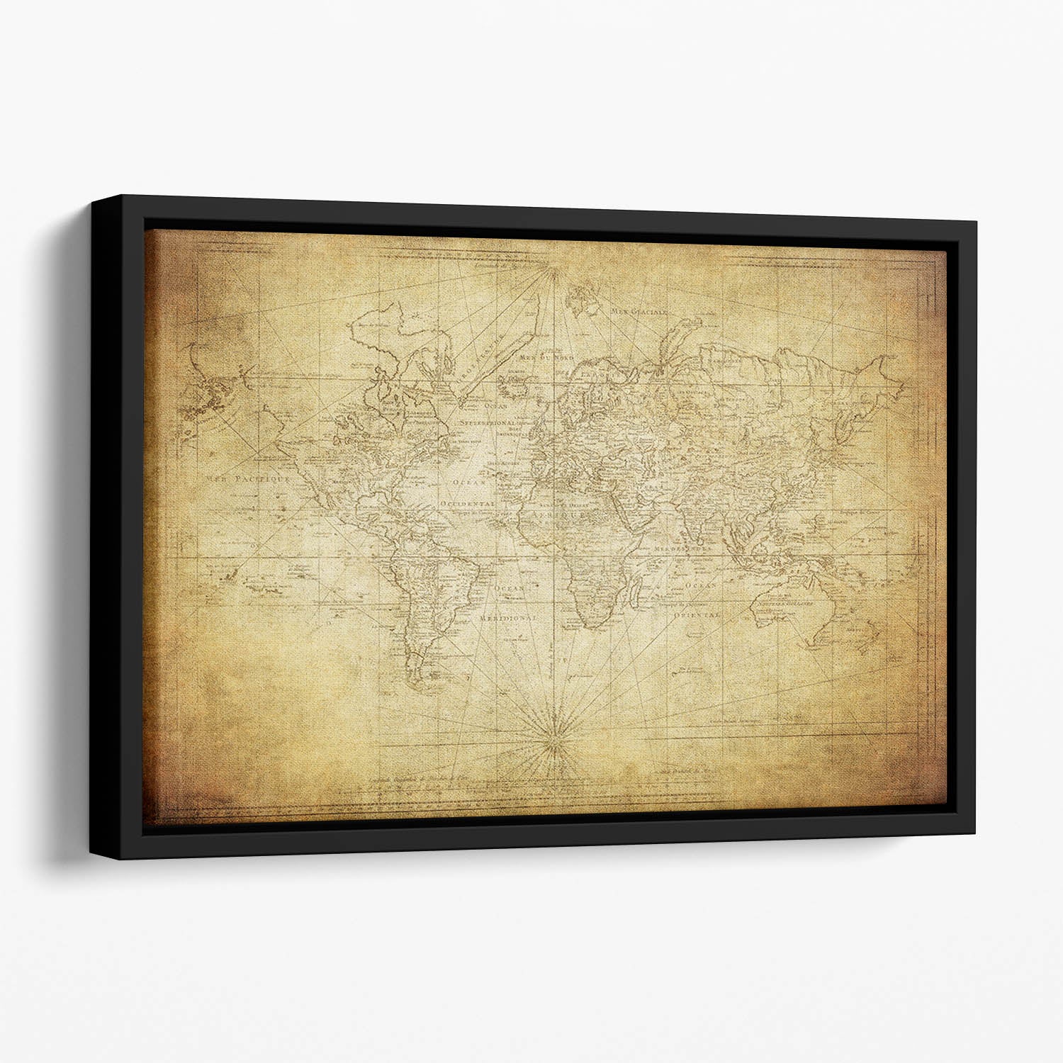 vintage map of the world 1778 Floating Framed Canvas