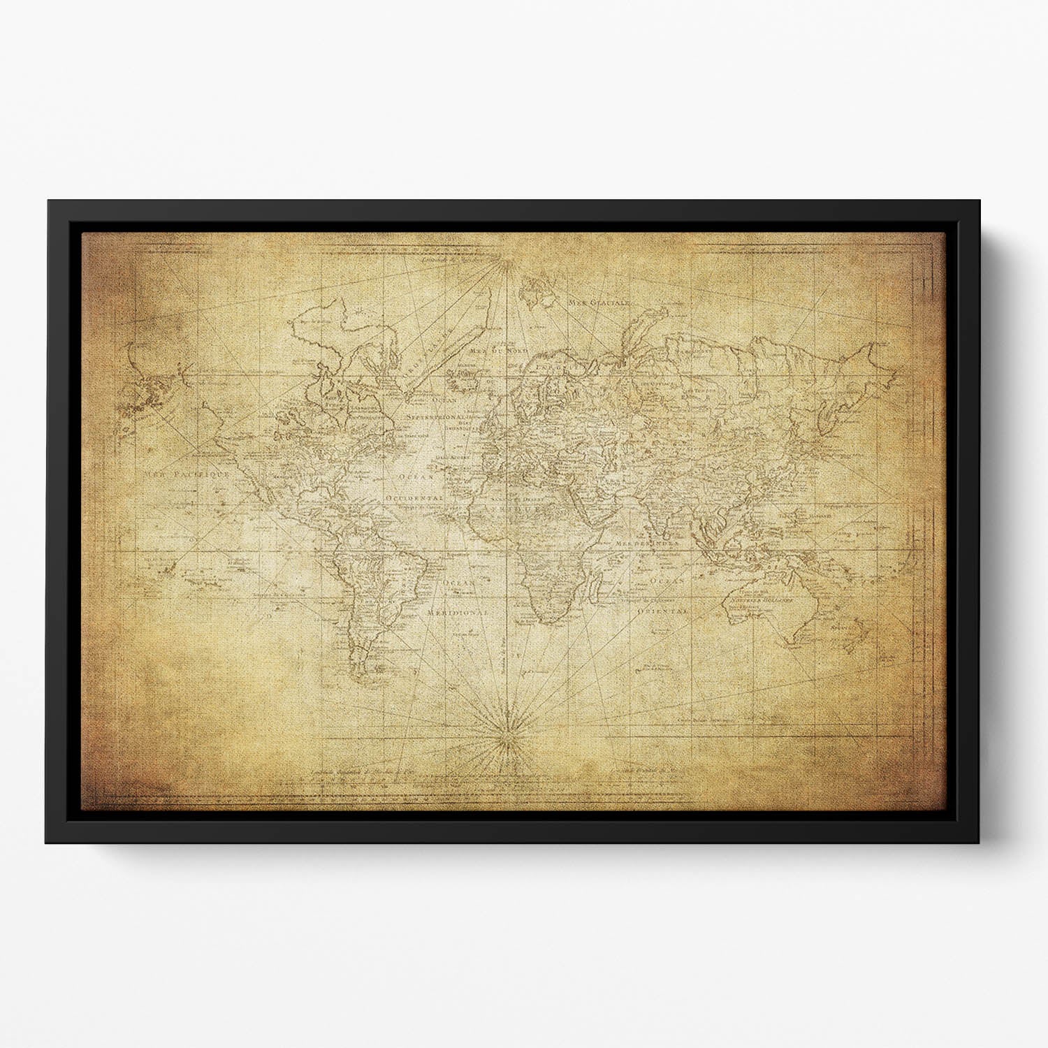 vintage map of the world 1778 Floating Framed Canvas