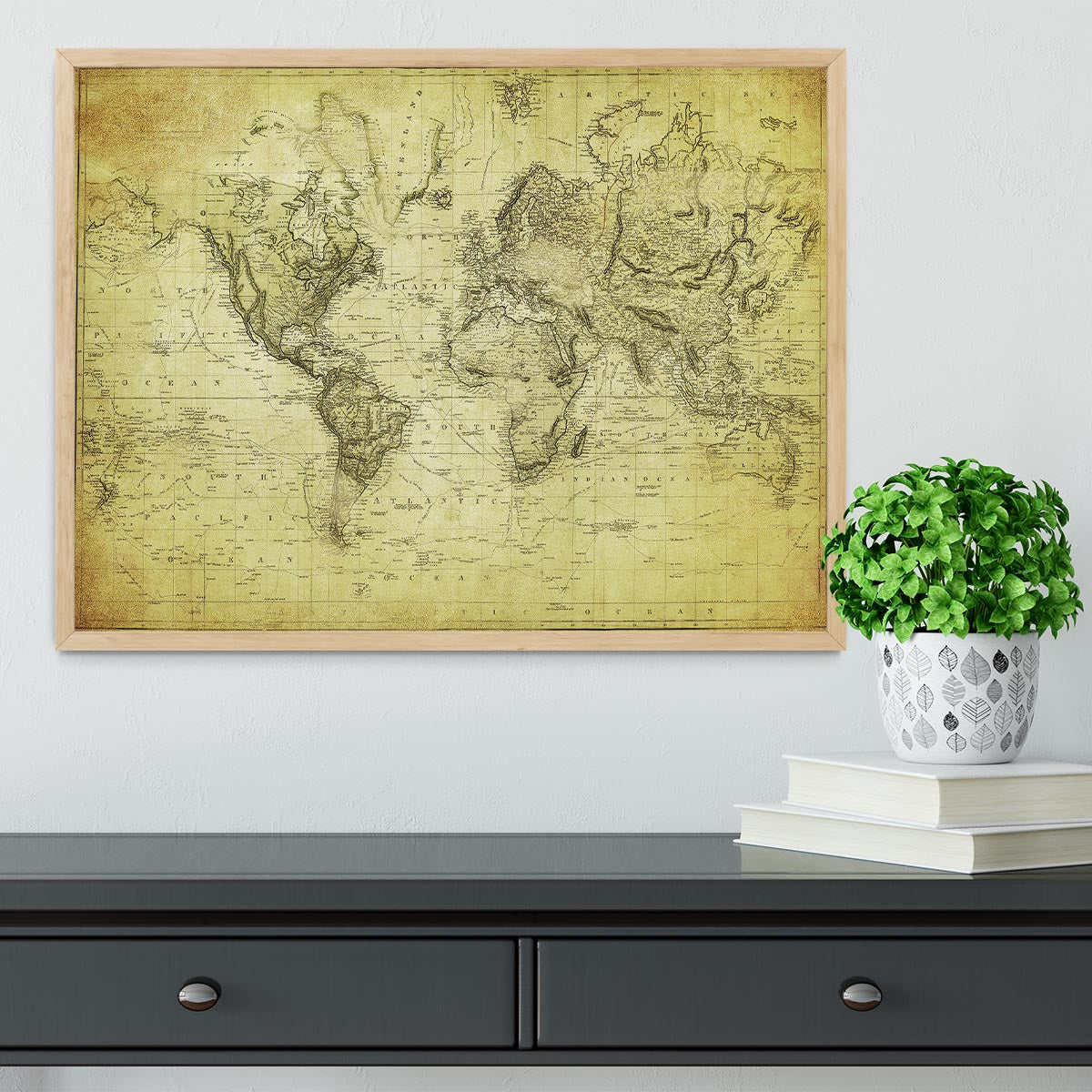 vintage map of the world 1831 Framed Print - Canvas Art Rocks - 4